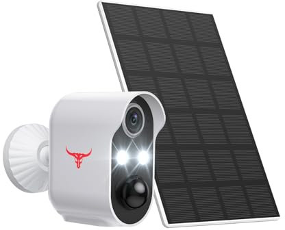 Aiwit 1080p Solar Security Camera, Wireless Indoor/Outdoor Surveillance Bullet Cam, AI Human Detection, Night Vision, 2-Way Audio, Real-Time Alerts, Cloud Storage ((2 Spotlights))