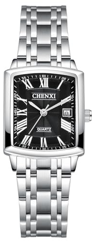 OIDEA Armbanduhr Quadratisch Edelstahl für Pärchen: Stilvoll Analog Quarz mit Römischer Zifferblatt Datum Wasserdicht Herrenuhr Damenuhr Geschenk für Paare Partner Verliebte Herren Damen