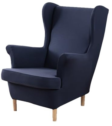 XINGYUEXUAN Ohrensessel Schonbezüge 2 Stück Stretch Flügel Stuhl Abdeckungen mit Armen Solid Farbe Flügel zurück Sessel Sofa Abdeckungen mit elastischen Boden für Wohnzimmer Schlafzimmer (Marineblau)
