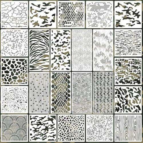 OOTSR 24 Stück Schablonen Set, Zeichnung Malschablonen Wiederverwendbar Schablonen Kunststoff Schablone für Holz DIY Scrapbooking Deko