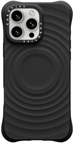 CASETiFY Ripple iPhone 16 Pro Max Hülle [Premium Soft-Touch Silikon/MagSafe-kompatibel/Schutz vor Stürzen aus 2 m Höhe] - Schwarz