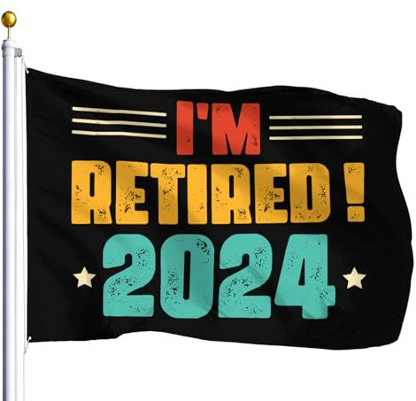 Hanging Flag Ich Bin Rentner 2024, Garten Fahnen Witterungsbeständiges Fahnen Uv-Beständig Flaggen Für Haus Drinnen Restaurants 90X150Cm