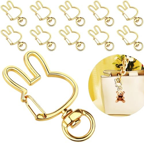 20pcs Mini Häschen Karabiner Karabinerhaken Schlüsselanhänger Carabiner Metallring Schlüsselring Schlüsselanhänger Selber Machen Basteln Anhänger Schlüssel Keyring für DIY Zubehör Häkelfiguren(Gold）