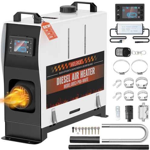 220V 8KW Diesel Air Heater, All in One Truck Heater, Portable Diesel Heater with Remote Control LCD Monitor and Silencer for Car Trucks Bus RV and Traile