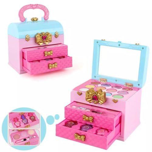 Kids Pretend Play Glitter Lipstick Eye Shadow Accessories Makeup Set