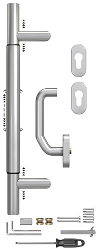 BASI | Stoßgriff variabel 400-600 mm Komplett-SET | Zur Renovierung/Modernisierung von Haustüren | Ohne Bohren | Edelstahl | Für Altbau und Neubau | inkl. Montagezubehör