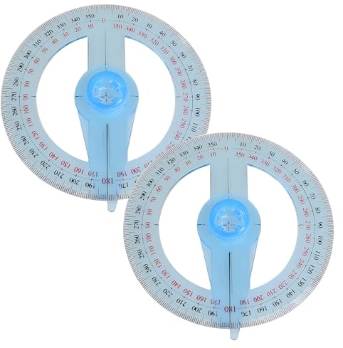 Winkelmesser, 360-Grad-Winkelmesser, Winkelmesser, 12 cm, Kunststoff, 360-Grad-Lineal, Messwerkzeug für Schüler und Kinder, 2 Stück