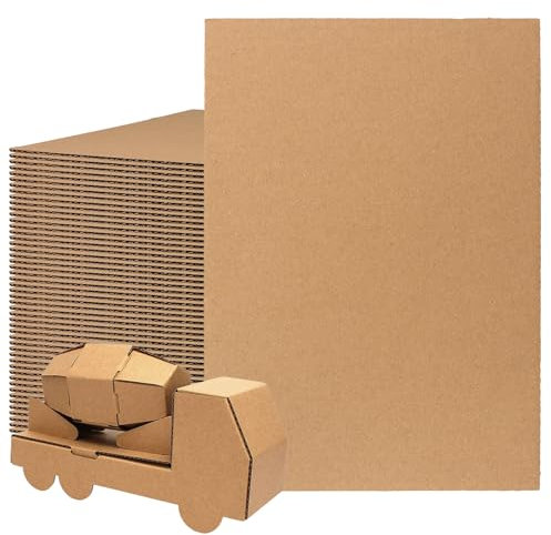 MOUYAT 50 PCS A4 Corrugated Cardboard, 3mm Thick Yellow Large Cardboard Sheets, Chipboard For Crafting, Packaging, Storage