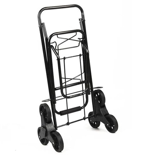 Faltbare Handkarre, tragbar, zusammenklappbar, Treppensteigwagen mit 6 Rädern, Gepäckträger, Handkarre, Einkaufswagen, zusammenklappbar, wandelbarer Handwagen