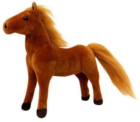 champracer Kuscheltier Pferd Realistisches Pferd Plüschtier Pony Stehend Pony Kuscheltier Geschenk für Kinder Jungen Mädchen (20CM,Dunkelbraun)