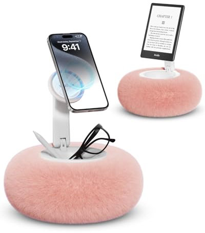 Viozon Supporto per cellulare magnetico per letto, cuscino Kindle, compatibile con telefono cellulare da 4 a 7, Kindle/iPad mini, base a ventosa rimovibile per stabilità, ideale per leggere su