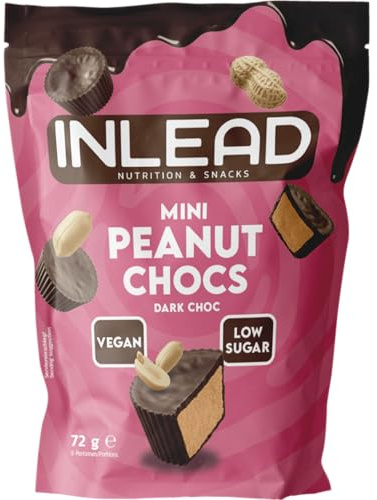 INLEAD - Mini Peanut Chocs | Peanut Butter Cups | Dunkle Schokolade trifft auf Cremige Erdnussfüllung | Vegan & Ohne Zuckerzusatz - 72g (72g, Dark Choc)