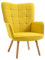 HOMCOM Sessel Ohrensessel mit Armlehne, Holzrahmen Gepolstert Loungesessel mit Samtoptik, Relaxsessel für Wohnzimmer, Schlafzimmer, Gelb