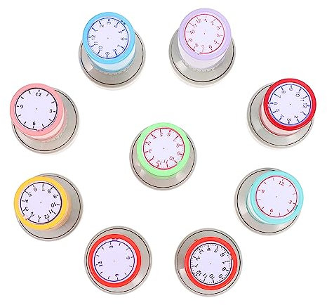Vaguelly 9stücke Teiliges Uhr-Stempel Vorgedruckte Junge Mädchen-lernstempel Mit Bunten Uhrensiegeln Leicht Handhabbar Pädagogisches Zeitlern-hilfsmittel Für Schüler Kreativitätsfördernd Be