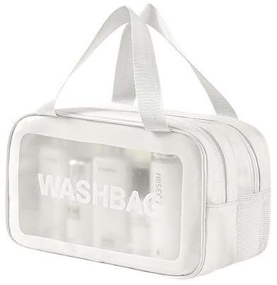 Durchsichtig Washbag, Reise Kosmetiktasche Trocken Nass Trennung Waschtasche Tragbar Kulturtasche PVC Wasserdicht Kulturbeutel Make Up Tasche Toiletries for Women Men