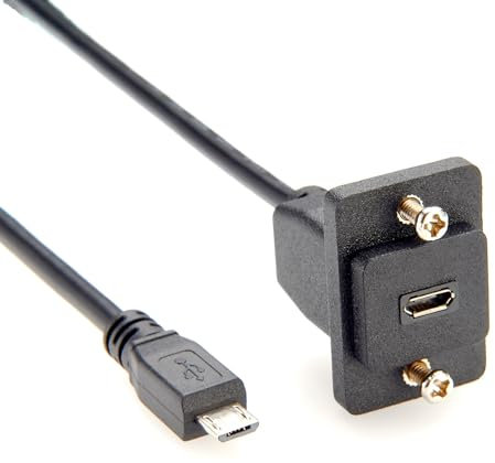 Plinkwirekb Srew Panel Mount Micro USB Extension Cable Micro USB Male to Female Converter Cable XLR Chassis Feedthru Line for Raspberry Pi PCM-0011
