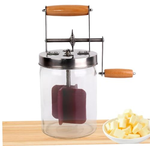 Hand Crank Butter Churner 1.5L Mason Jar Homemade Butter Maker for Kitchen & Restaurant