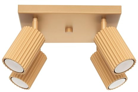 Licht-Erlebnisse Deckenstrahler 4-flammig GU10 B: 25 cm quadratisch klein schwenkbar aus Aluminium in Gold Modern Deckenlampe Wohnzimmer Deckenleuchte Küche