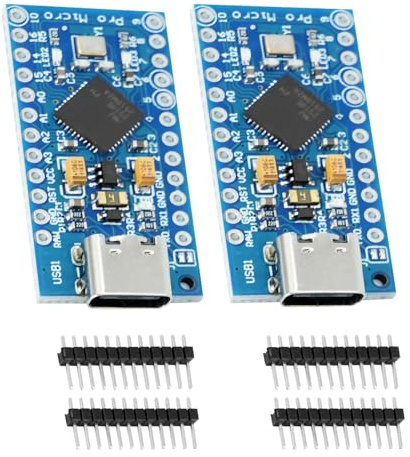 ARCELI Pro Micro Boards mit 32u4 chip Modul, Micro Pro Mini 5V/16MHz EntwicklungBoards Selbst USB Updater Typ-C Schnittstelle Mainboards kompatibel mit Arduino（2 Stück）