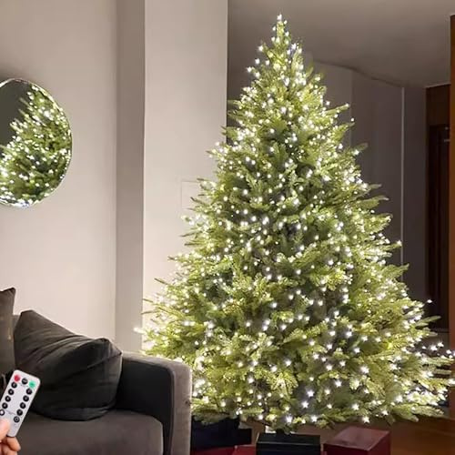 CMYAOYC Albero di Natale Artificiale Preilluminato, 120 cm a 300 cm Albero di Natale Automatico con Telecomando, Christmas Tree per Casa, Decorazione per Feste(5ft/150 cm x 90 cm)