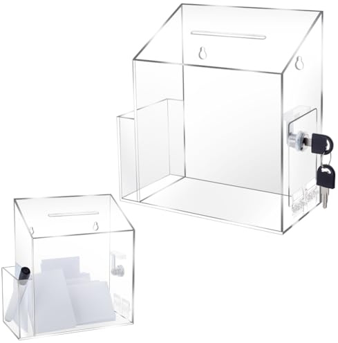 AHANDMAKER Grande boîte à suggestions transparente de 22 cm avec serrure à clé en acrylique pour les événements scolaires, les bureaux, les centres communautaires, la décoration