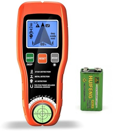 7 in 1 Stud Finder Wandscanner mit LCD-Display, Bolzenwanddetektor und Live-Drahterkennung, Holzmetallrohr- und Kabeldetektor für Wände, elektrische Leitungen und Rohrortungsgerät für Hausrenovierung