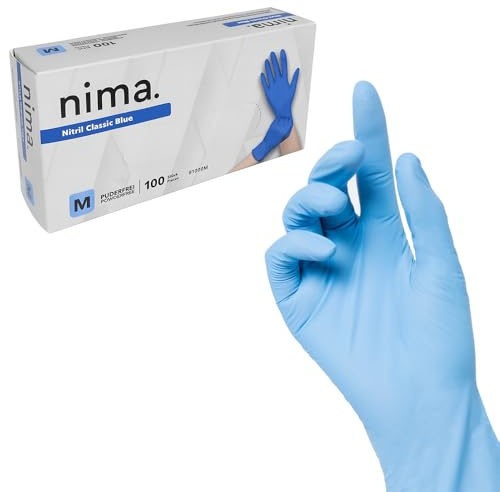 EMYU Nitrilhandschuhe Blau (S) 100 Stück – Einweghandschuhe Puderfrei & Latexfrei – Medizinische Untersuchungshandschuhe PSA Kat. III – Reißfeste Einmalhandschuhe für Pflege, Labor & Reinigung