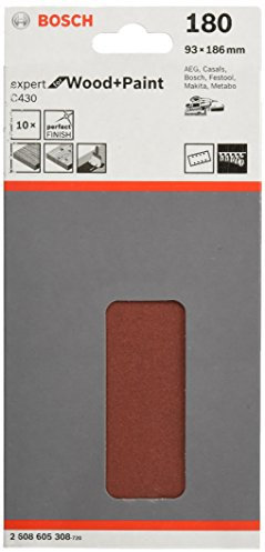 Bosch Accessories Bosch Professional Schleifblatt Expert for Wood and Paint Holz und Farbe für Schwingschleifer (10 Stück, Körnung 180, C430)