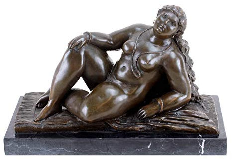Kunst & Ambiente - La Playa - Fernando Botero Skulptur - Bronze Figur - Wohndeko - Frauen Akt am Strand - Aktskulptur