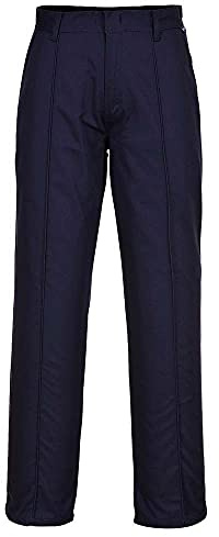 Portwest 2885 Preston Trousers Sewn in Front Centre Seam Button Closure | Navy, 52 Waist, UPF 40+, Tall Leg, Straight Fit, 65% Polyester, 35% Cotton, 2 Side Pockets, Durable, Belt Loops, Workwear