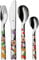 WMF Disney Mickey Mouse - Cubertería para niños 4 piezas (tenedor, cuchillo de mesa, cuchara y cuchara pequeña) (WMF Kids infantil)