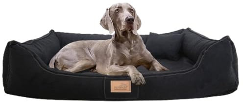 tierlando® Orthopädisches Hundebett Maddox Soft mit Viscoschaummatratze und edlem Velours-Bezug, stilvolles Hundesofa Größe: 120x85cm | Farbe: 03 Schwarz
