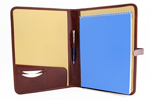 Cuir italien Proffesional Business conférence de présentation A4 fichier, bloc-notes, Portfolio, Padfolio écriture Coque Brun