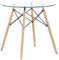 DORAFAIR Mesa de Comedor de Cristal Templado,Mesa Redonda de Cocina o Café Moderna Nórdica Patas de Madera