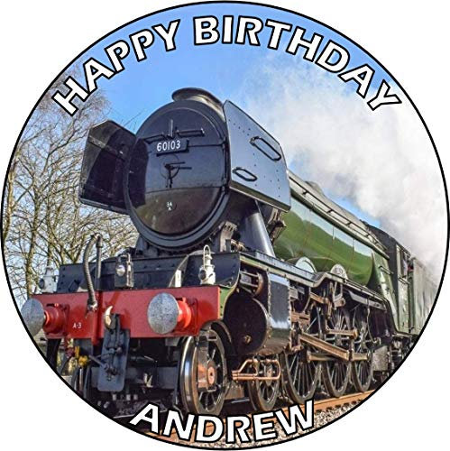 Flying Scotsman Train ICING circle round edible cake topper 7.5 inch (Size can be changed)