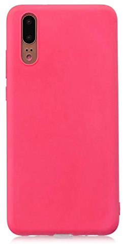 cuzz Cover per Huawei P20+(1 pezzi proteggi schermo in vetro temperato) tinta unita premium flessibile in silicone TPU custodia sottile ultra leggera antiscivolo anti-shock custodia (Rosso)