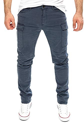 Yazubi Jayden - Cargo Herren Hose - Männer Cargohosen - Slim Fit Hosen - Stretch Stoffhose Mit Taschen, Grau (Turbulence 194215), W28/L32
