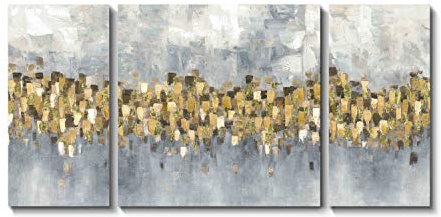 TAR TAR STUDIO Abstrakte goldene Leinwand-Wandkunst: Modernes Gemälde auf Leinwand für Wohnzimmer (insgesamt 121 cm B x 61 cm H, mehrere Größen)
