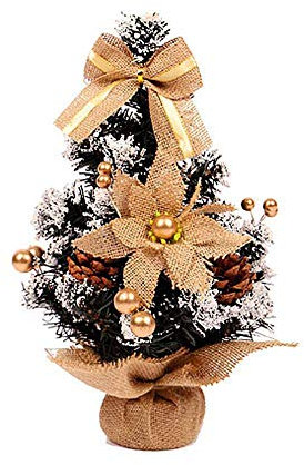 carol -1 Künstlicher Mini-Weihnachtsbaum mit Schleifen - Weihnachtsdeko für Tische & Schreibtische - Perfekt für zu Hause & im Büro, Kleiner Künstlicher Mini Weihnachtsbaum Dekoriert mit Kugeln