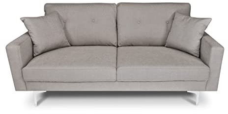 SAMIRA Divano 3 posti in tessuto vellutato tortora piedi in metallo mod. Cloe