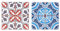 Set 2 Dessous de Plat Rétro 1, Motifs Carreaux de ciment, L 16 cm