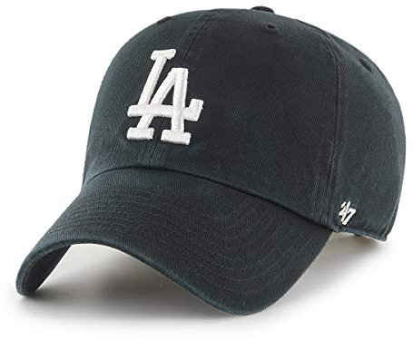 '47 MLB Los Angeles Dodgers Clean Up Unisex-Baseballkappe, Verstellbar, Hochwertiges Design und Verarbeitung, White Logo, Black