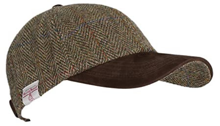 WALKER AND HAWKES Brungton - Basecap aus Harris-Tweed - Schirm aus Leder - Moosgrün - Einheitsgröße