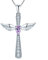 YL Kreuz Engelsflügel Halskette 925 Sterling Silber Juni Geburtsstein Alexandrit Schutzengel Anhänger Halskette für Damen
