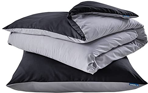 Shangrila Bettwäsche Set Microsatin »Berlin« BxL 135x200 cm Schwarz Grau Kissenbezug Bettbezug Reißverschluss Hautfreundlich, 202090