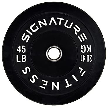 Signature Fitness Olympische Hantelscheiben mit Stahlnabe, 20,4 kg, Schwarz, 5,1 cm