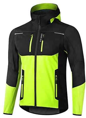 INBIKE Fahrradjacke Herren Wasserdicht Softshelljacke Übergangsjacke Winter Radjacke Laufjacke Funktionsjacke Winterjacke Regenjacke Fahrrad Wanderjacke Atmungsaktiv Warm Outdoorjacke Grün L