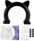 Puerta para Gatos, diseño sin barreras, Interior con Forma de Cabeza de Gato, Puerta de plástico para Paso de Gato con patrón de Hueso de pez (8,9 x 10,4 x 2,2 Pulgadas)(Negro)