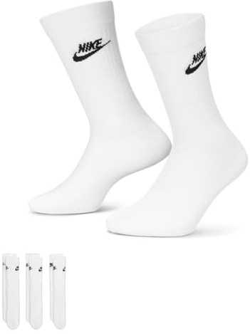 NIKE Socken DX5025 3er Pack NSW Everyday ESS Crew Socken, Größe:M = 38-42, Farbe:100 White - Weiß