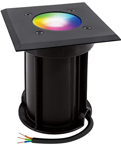 linovum BOQU Bodeneinbaustrahler schwarz eckig für außen IP67 mit Smart LED GU10 - kompatibel mit Alexa & Google Home Wifi App Voice RGBW